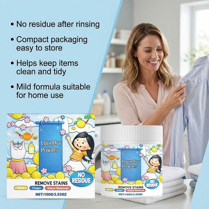 Hyper Concentrated Strong Stain Remover Powder for Clothes 500g,16.67 Fl Oz Natural Oxygen Laundry Powder Stain Remover,Powerful Cleaning Removes Milk Sweat Oil Fruit Stains,Safe For Fabrics (1pcs) - Image 3